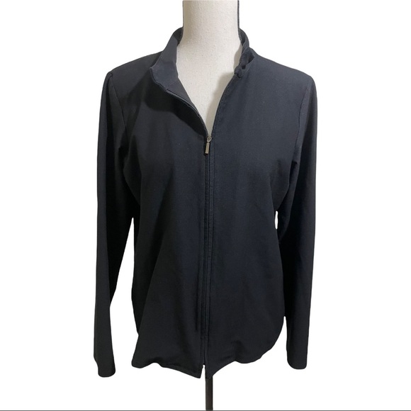 Eileen fisher 2 way zip jacket. Rayon black size medium long sleeve. - Picture 7 of 10